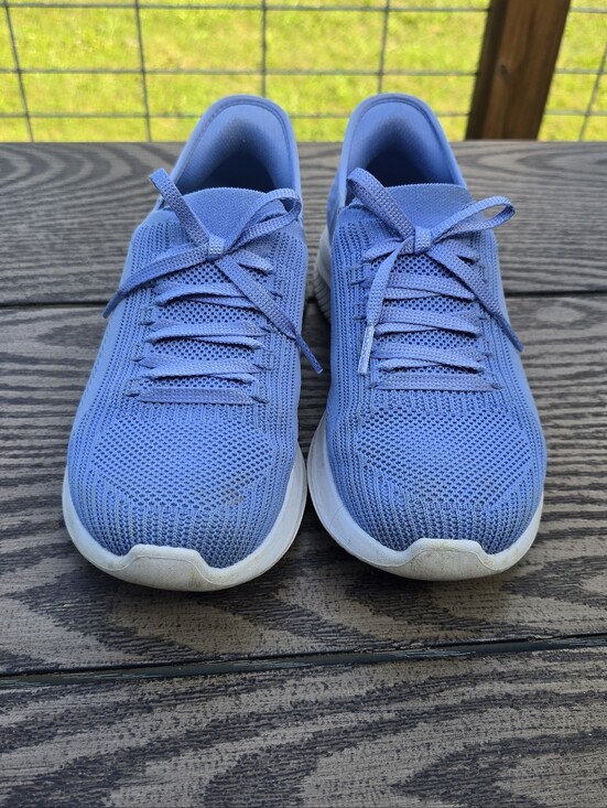 Skechers Shoes - Light Blue Knit Sketchers Slip In Sneakers - Casual Lace-Up